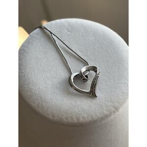 Vintage Sterling Silver Heart Pendant With Diamond Accent